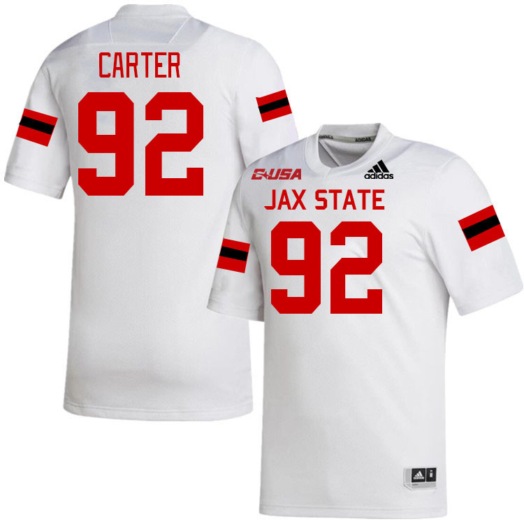 #92 Talan Carter Jacksonville State Gamecocks College Football Jerseys Stitched-White